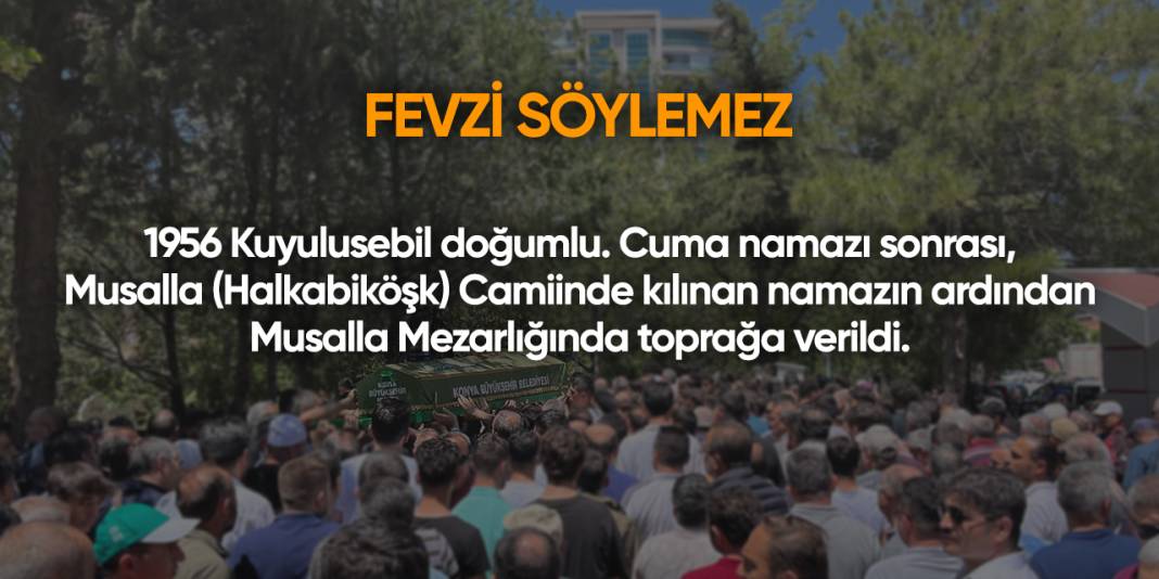 Konya'da bugün vefat edenler | 31 Ekim 2025 9